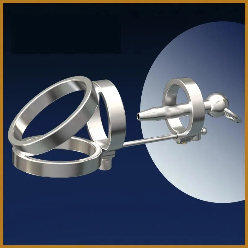 Stainless Steel Male Chastity Cage Set — PA Urethral Tube