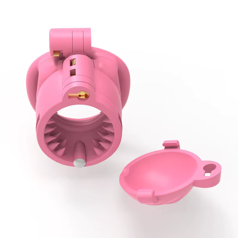 Adjustable Detachable Male Chastity Cage – Anti-Erection Spiky Restraint Device Pink / Black