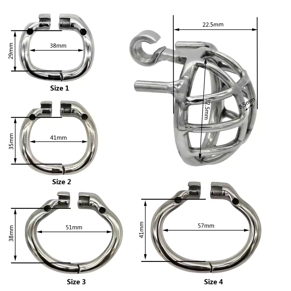  Small steel cock cage side view showing ergonomic design

