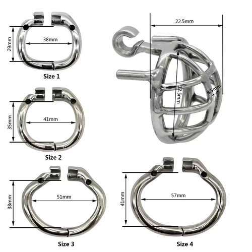  Small steel cock cage side view showing ergonomic design

