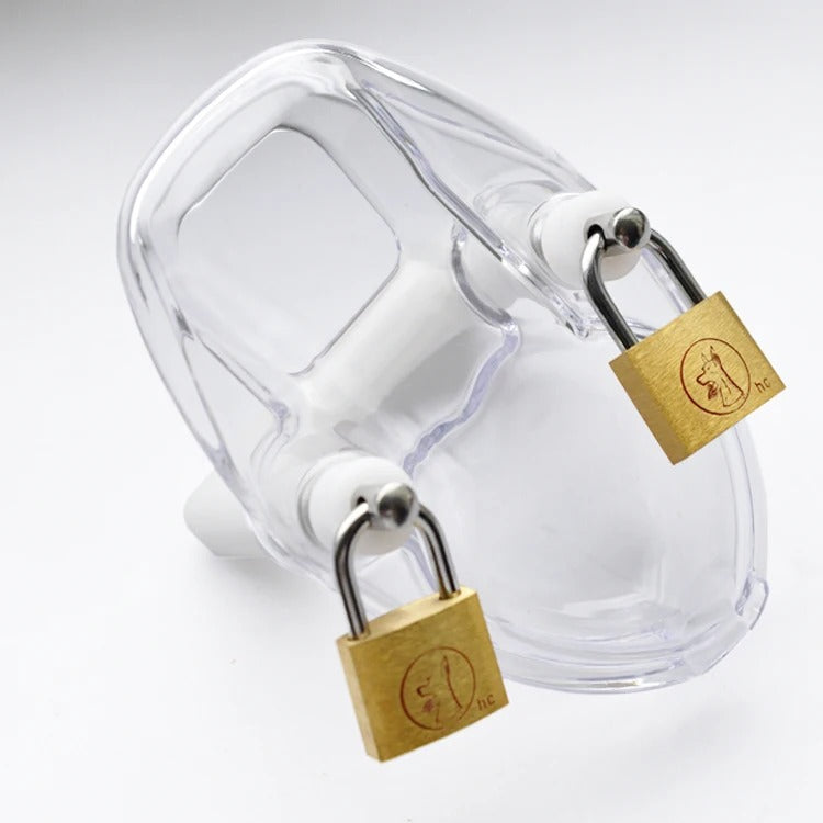 Male chastity device complete set with cage padlocks pins and spacers