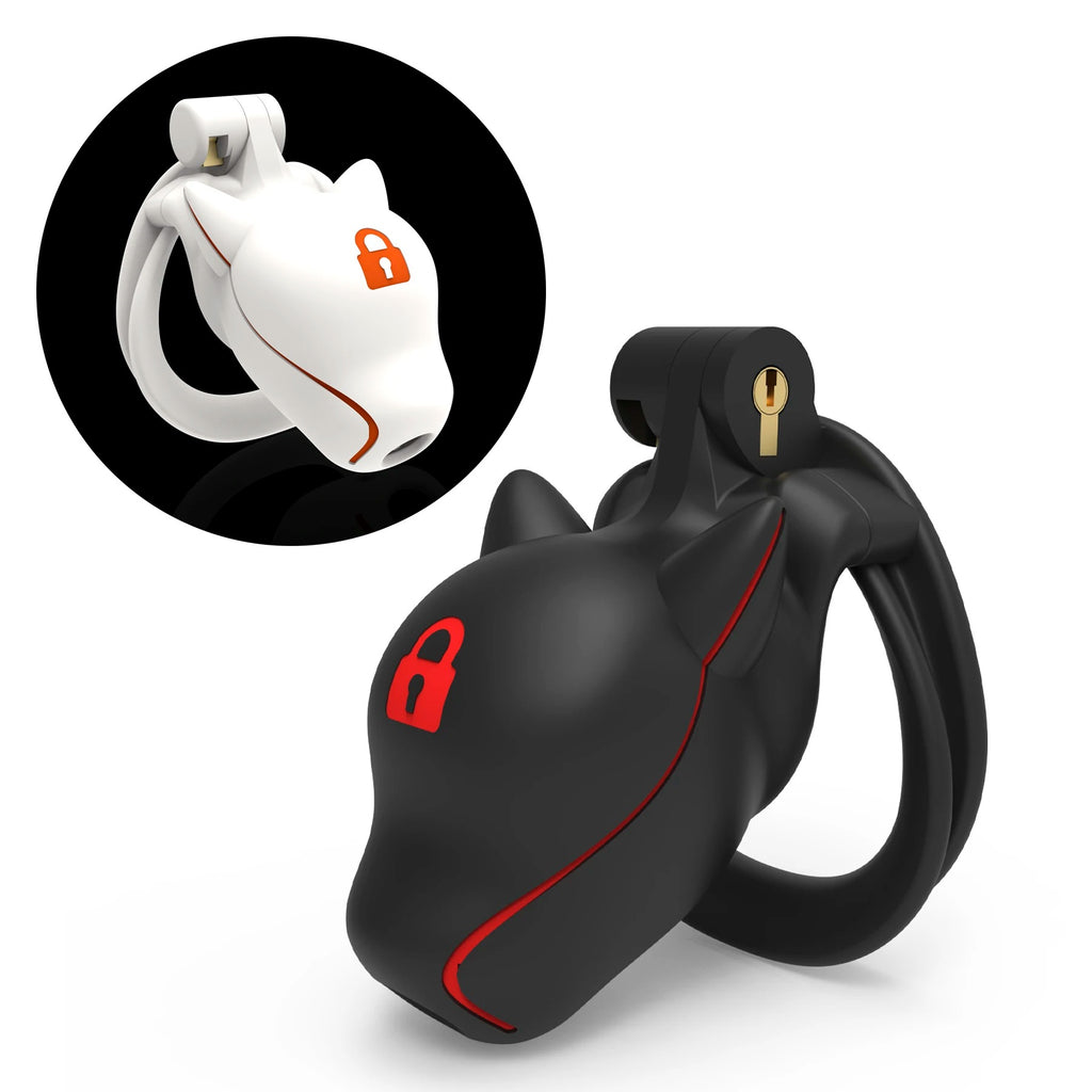 Puppy Hood Style Male Chastity Device – ABS Lockable Cage with 4 Base Rings