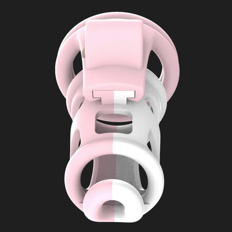 Breathable male chastity device with contrast color and vent holes