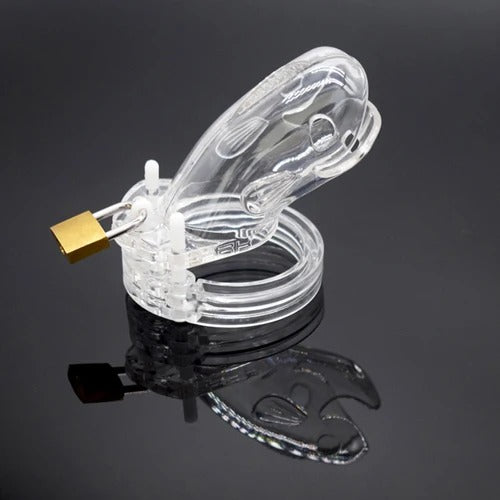 Breathable pink plastic male chastity device whale style