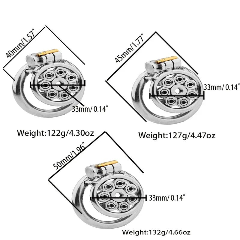 Stainless Steel Male Chastity Device – Adjustable Spiked Belt with Locking Cage