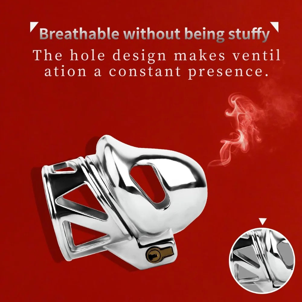 Stainless Steel Breathable Glans Chastity Cage – Secure Metal Lock Device for Men