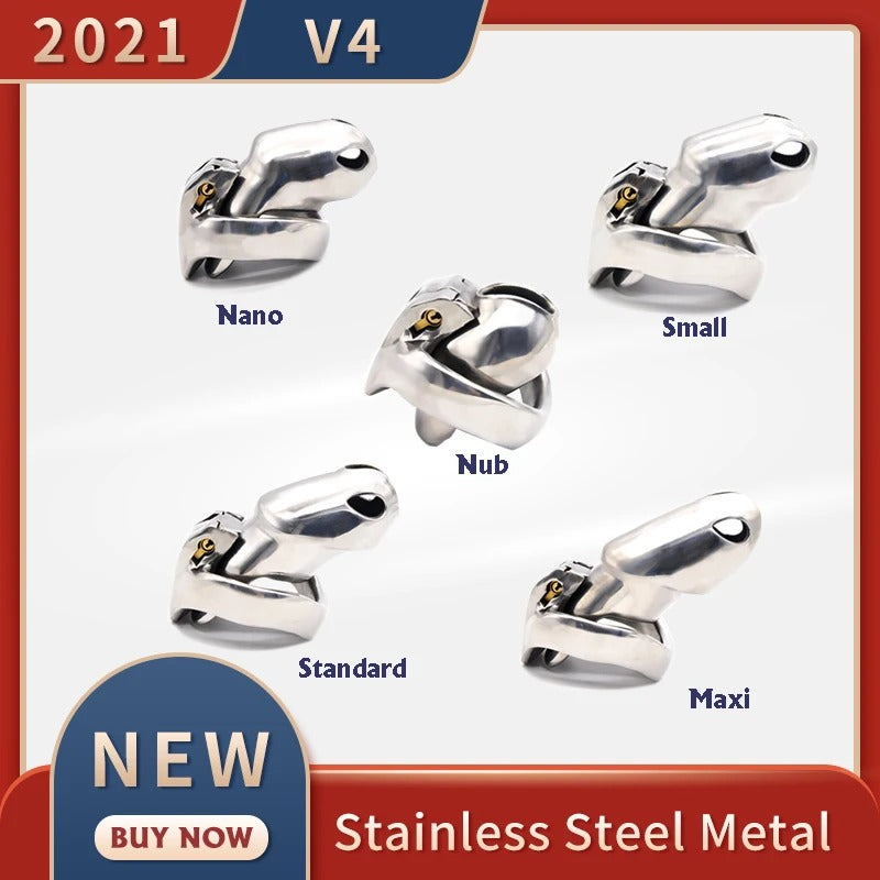 HT-V4 Male Chastity Device Stainless Steel Cage With Ring