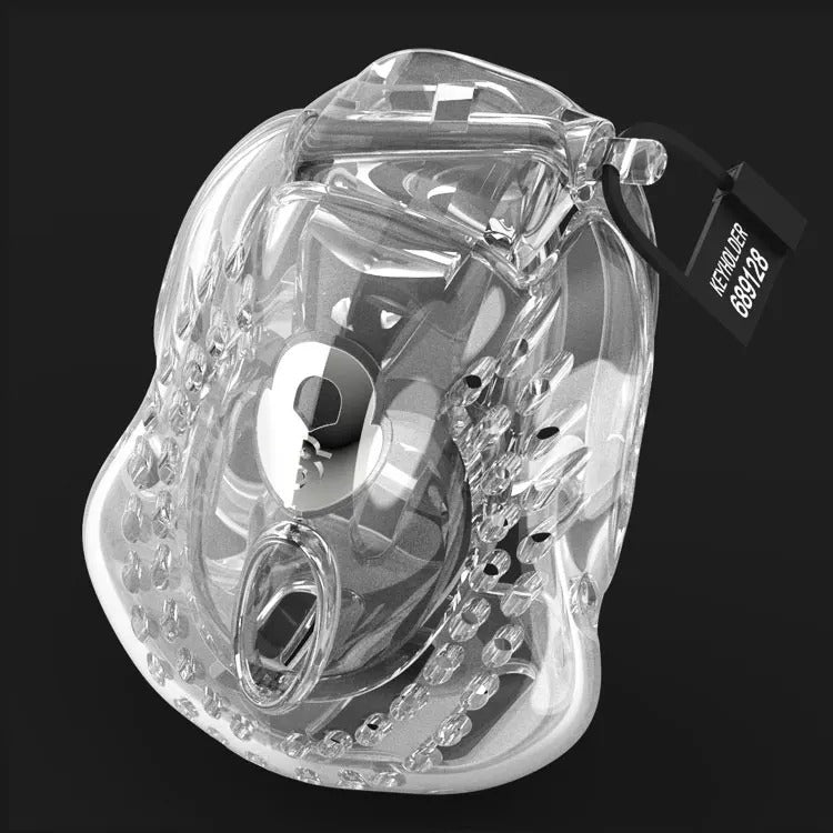 Complete male chastity set including cage rings lock and keys