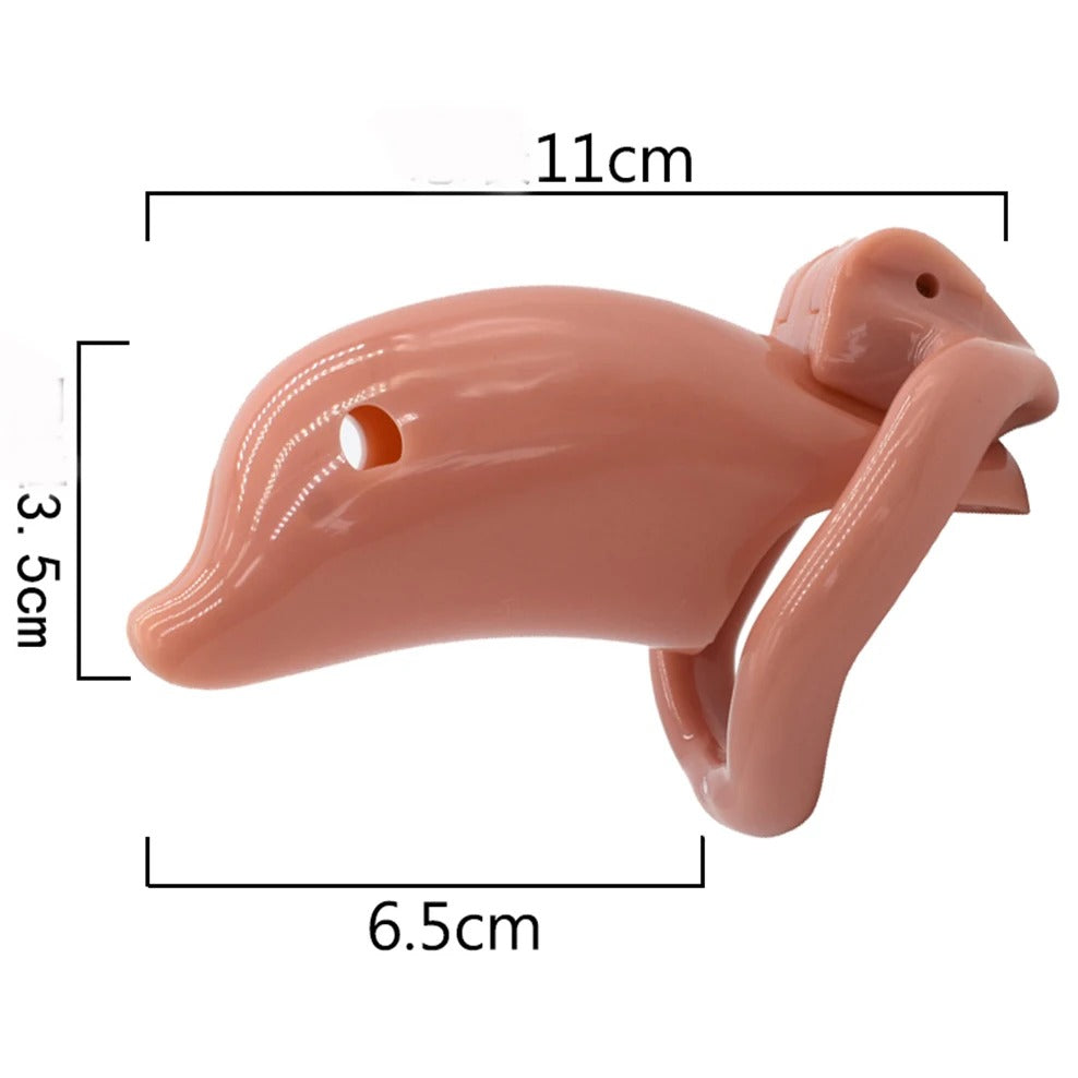 Dolphin shape male chastity cage with brass lock