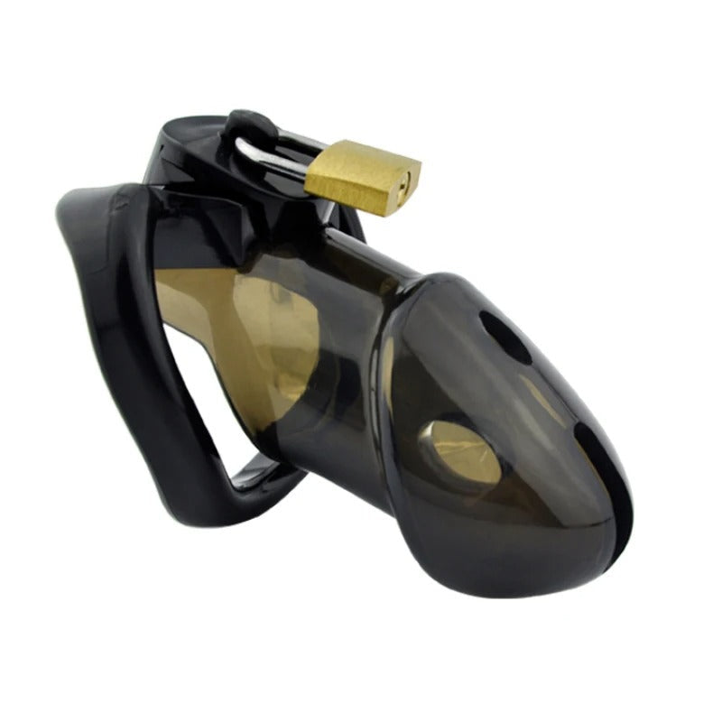 Ergonomic male chastity device made of polycarbonate with breathable design