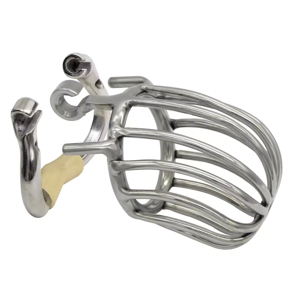 Ergonomic stainless steel locking accessory for men with smooth polished finish
