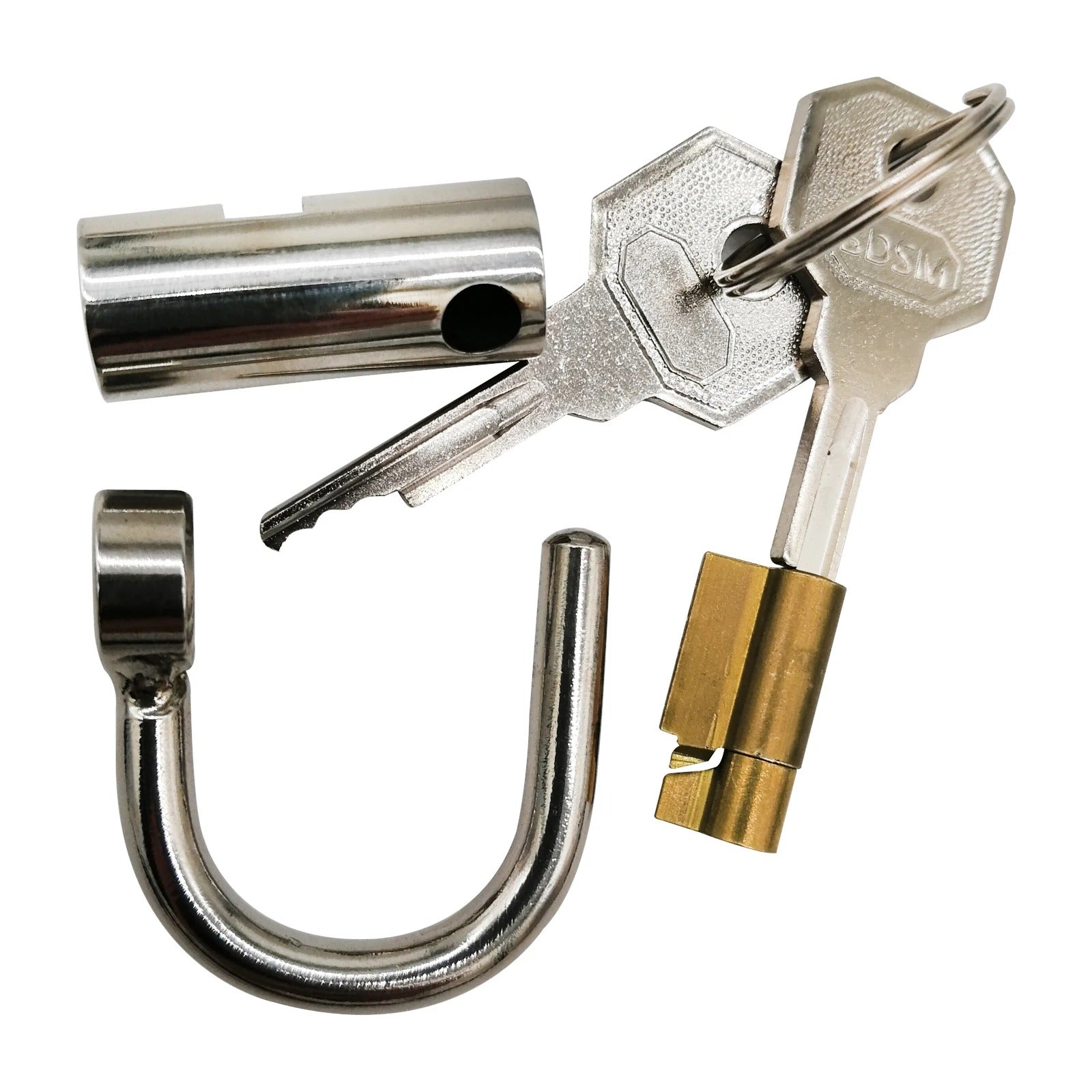 D-Ring PA Lock Glans Piercing Male Chastity Device with Harness Fitting