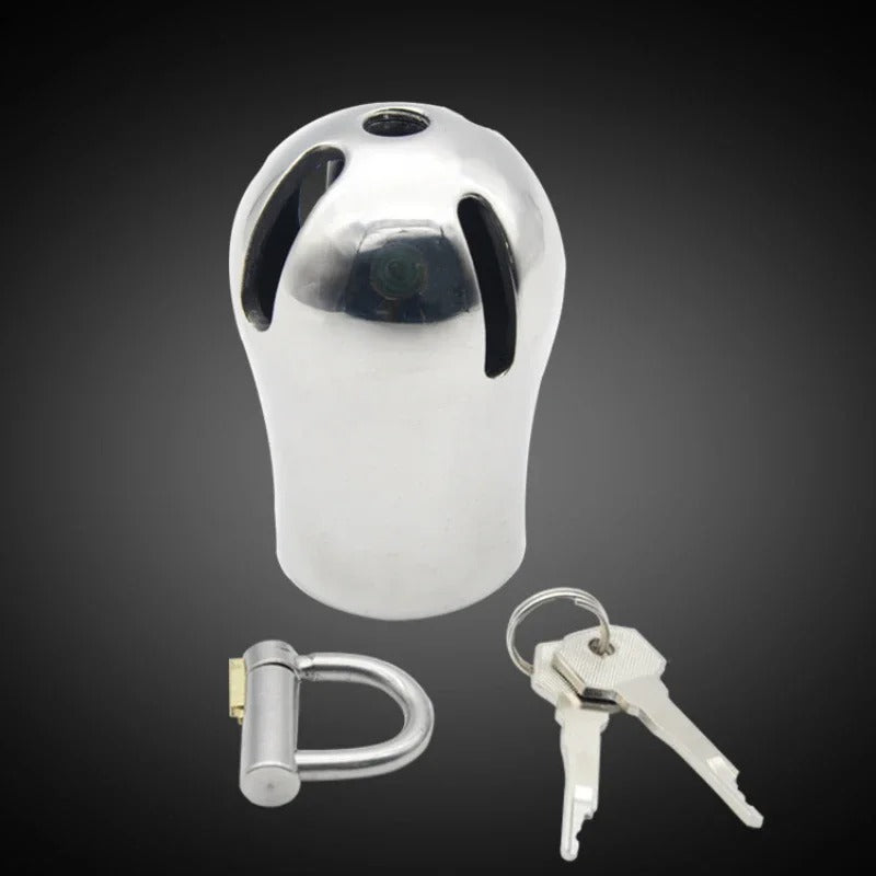 Luxury Stainless Steel Male Chastity Device with Titanium Plug PA Lock