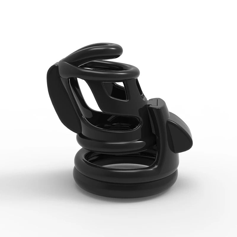 Ghost style male chastity device in all black with secure lock