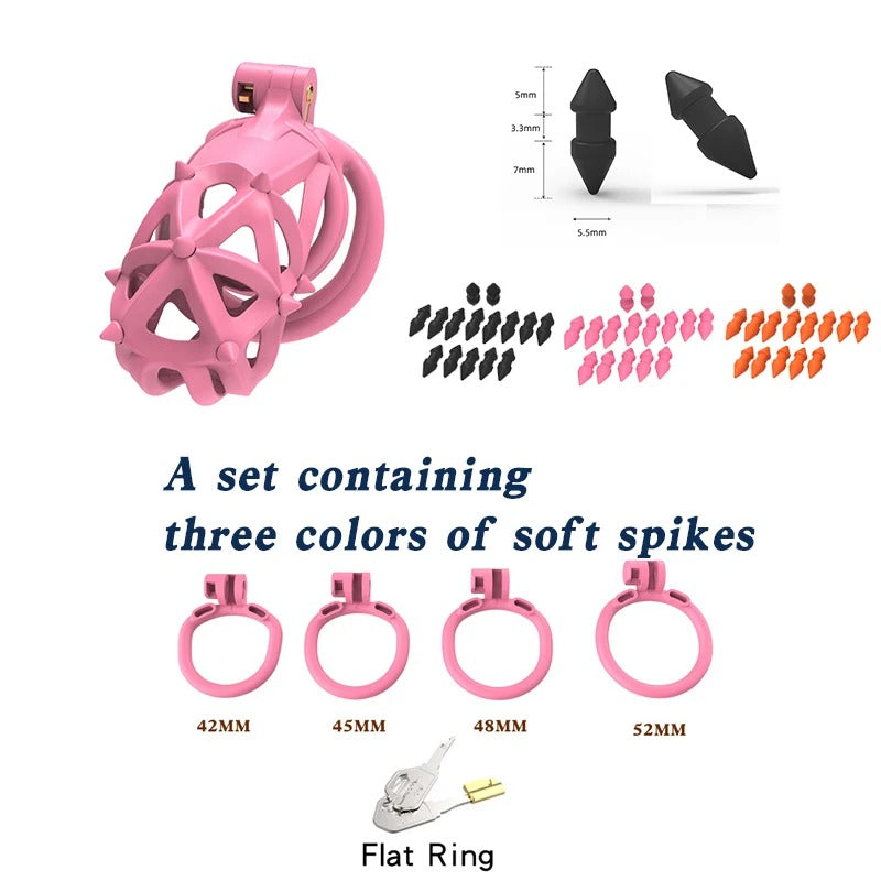 Clear hedgehog nylon resin male chastity cage with breathable design