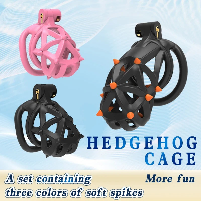 Hedgehog male chastity cage made of nylon resin with secure ring