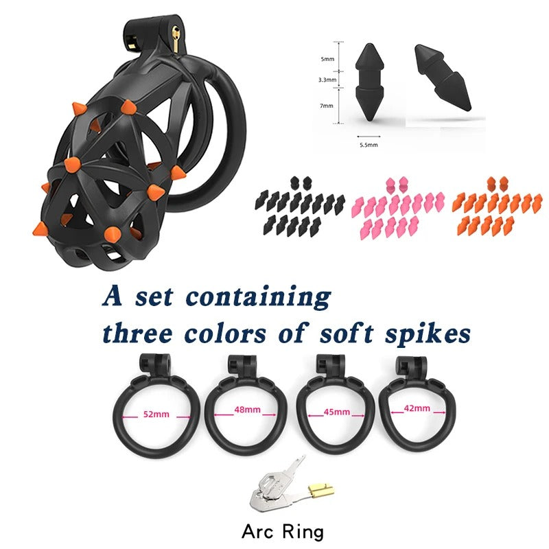 Hedgehog male chastity device with 42mm nylon resin ring