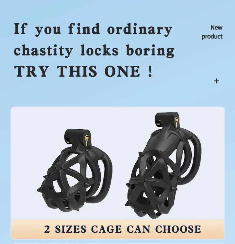 Hedgehog resin male chastity device with ergonomic base ring