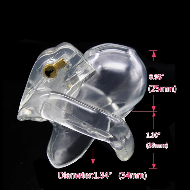 HT-V3 male chastity device with four different resin ring sizes