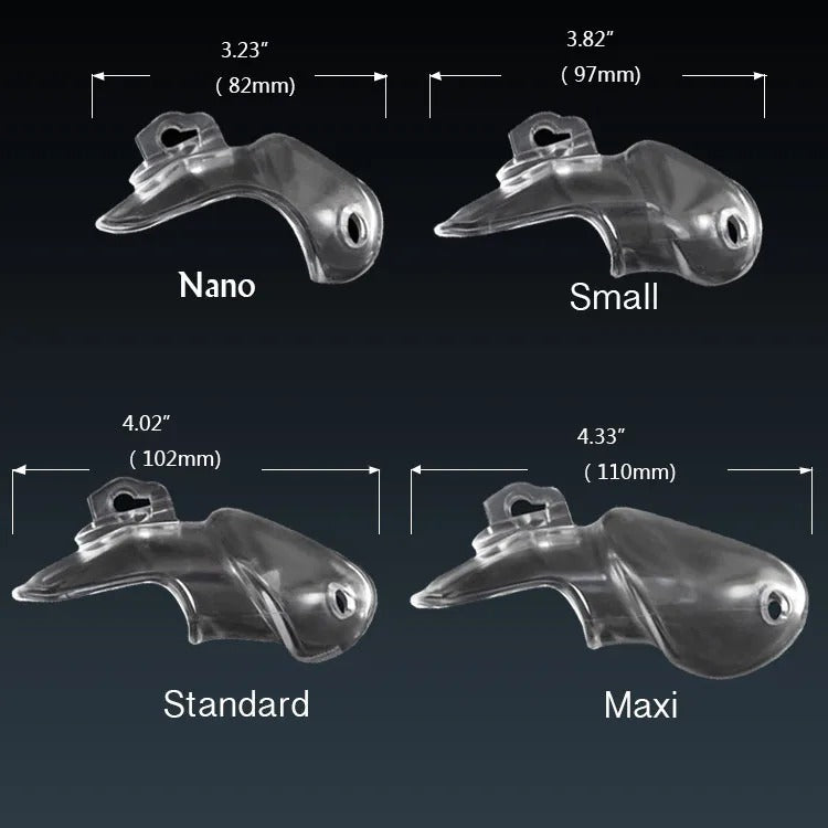 HT-V3 resin chastity cage available in five different sizes