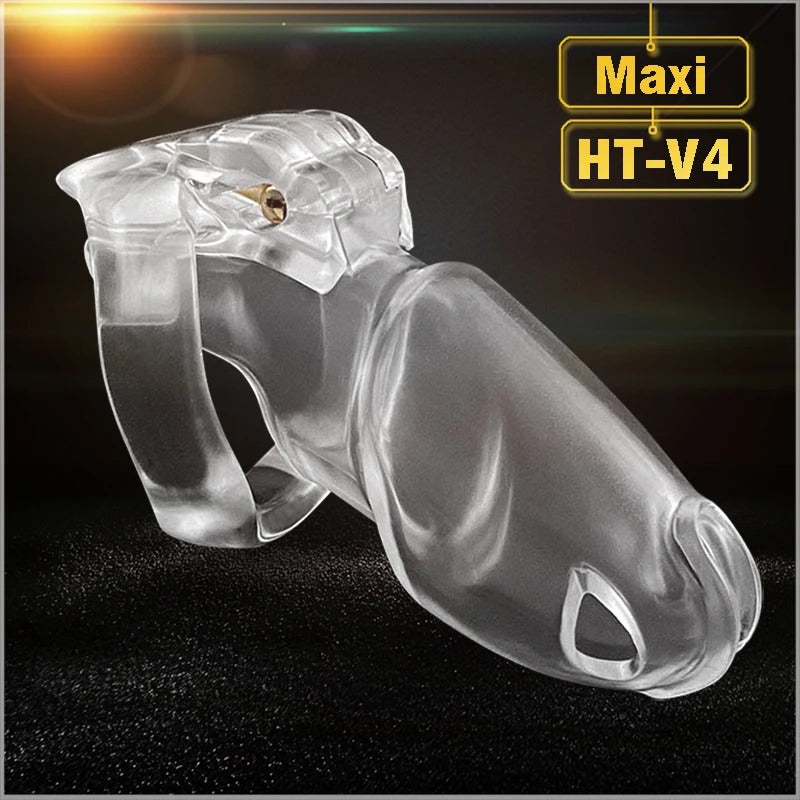 HT-V4 biosourced resin chastity device set with adjustable rings