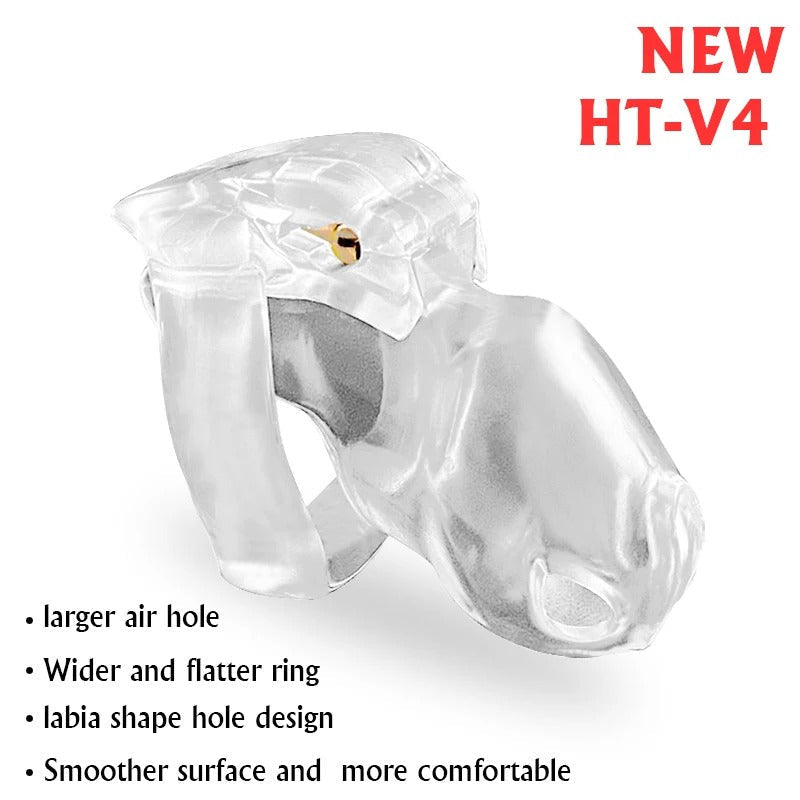 HT-V4 male chastity device made of biosourced resin with cage and rings