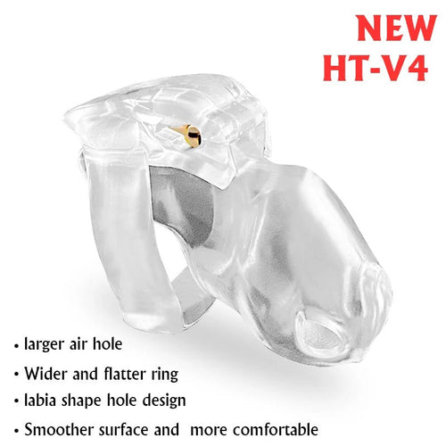 HT-V4 male chastity device made of biosourced resin with cage and rings