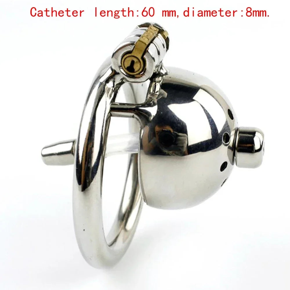Super Small Stainless Steel Male Chastity Device – Removable Sound and Spiked Ring Design