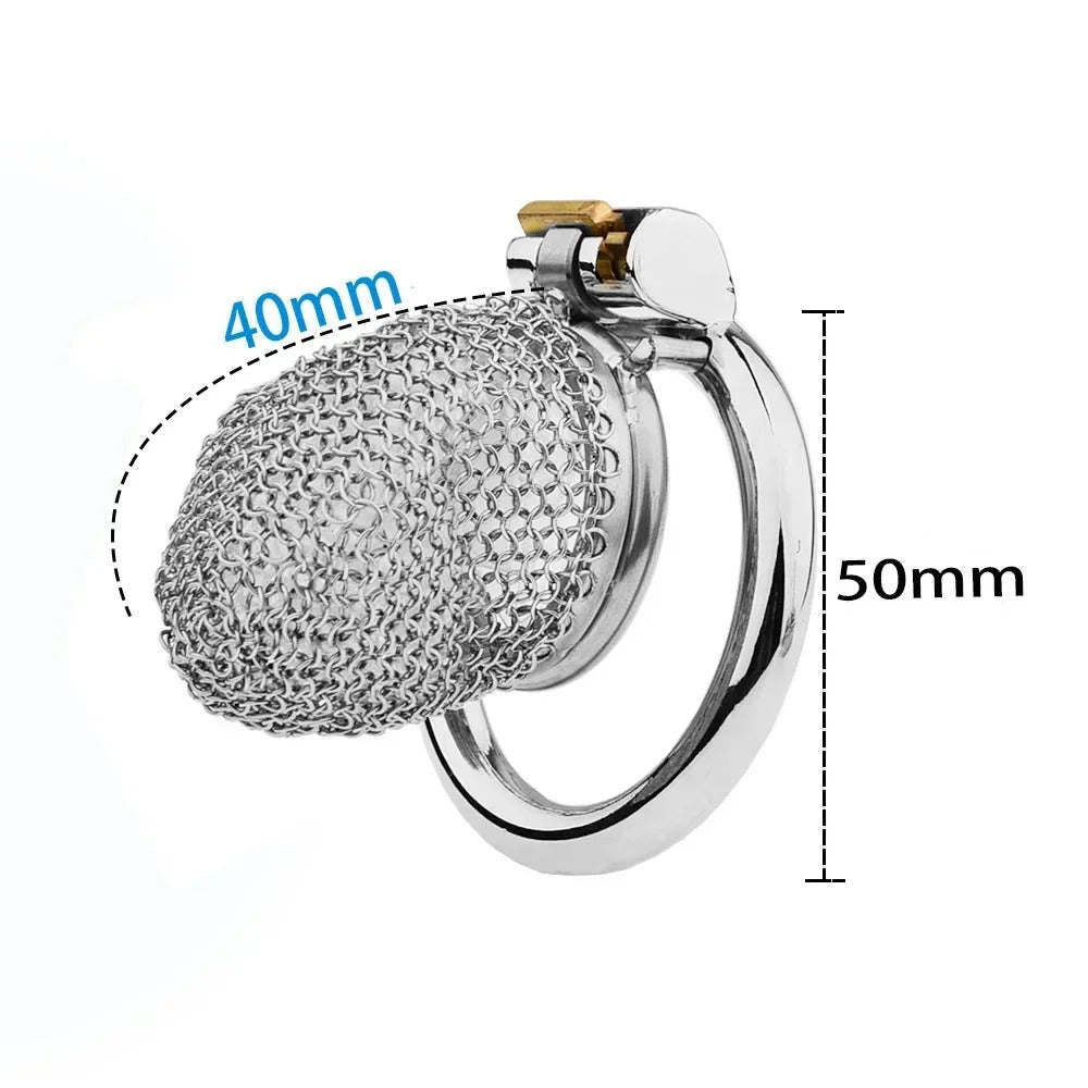 Mesh Design Stainless Steel Male Chastity Device – Soft Armor Style Locking Cage