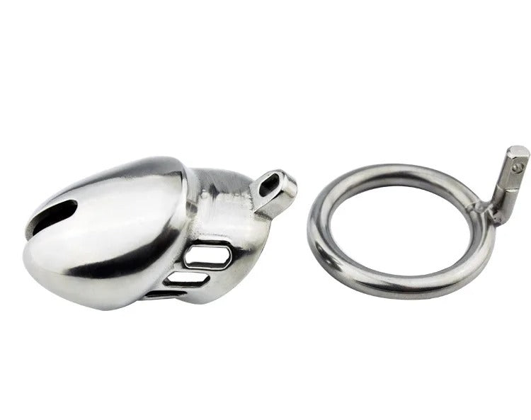 Male Stainless Steel Small Chastity Device with Padlock and Ring BDSM