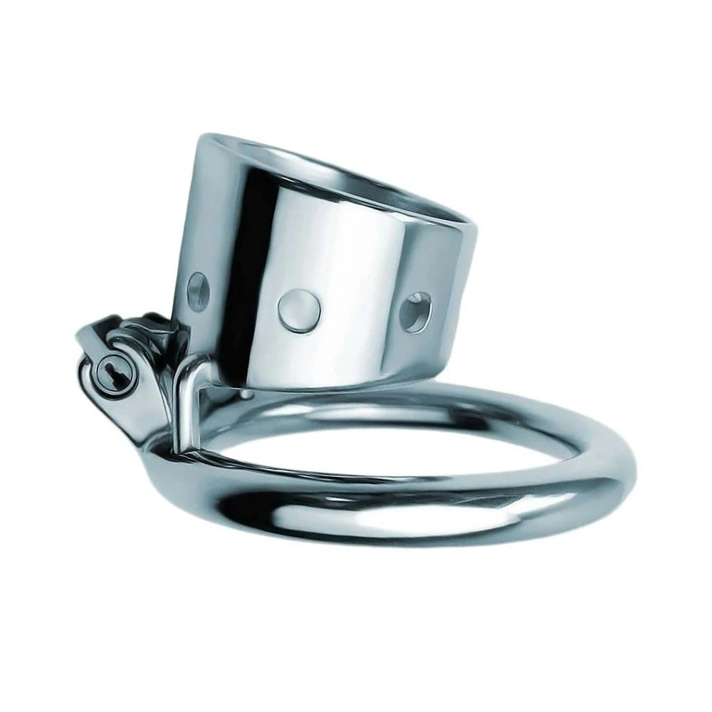 Steel Short Hollow Male Chastity Device – Round Ring Locking Cage