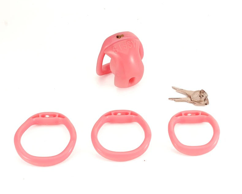 Vagina Texture Male Chastity Cage with Protective Cap – Lockable CB Device with Mini Lock