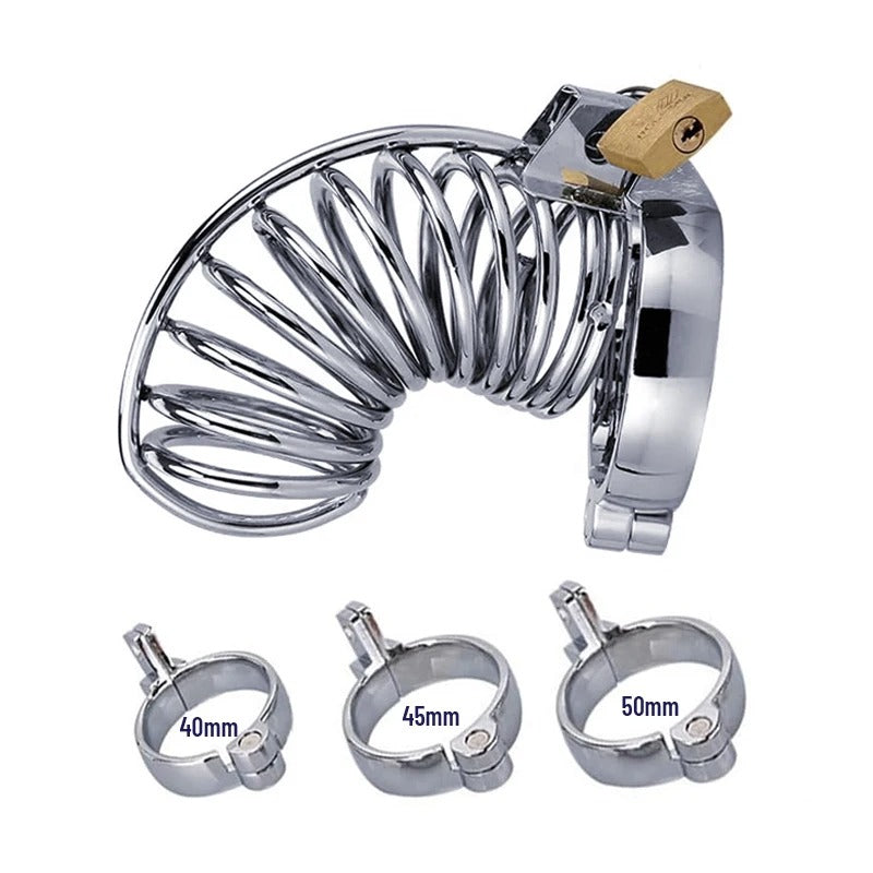 Stainless Steel Male Chastity Cage with Urethral Lock – Secure Metal Restriction Device BDSM