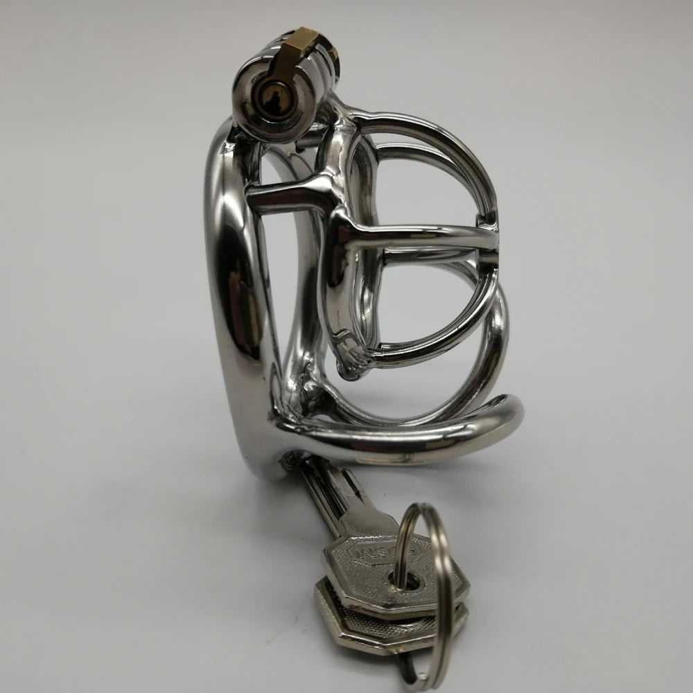 Mini Stainless Steel Male Chastity Cage – Compact Cock Lock with Ring