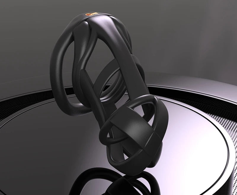Model X Male Chastity Device Sleeve with Lock and 4 Rings