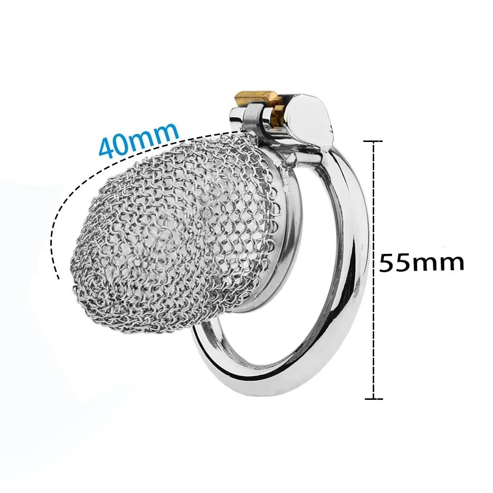 Mesh Design Stainless Steel Male Chastity Device – Soft Armor Style Locking Cage