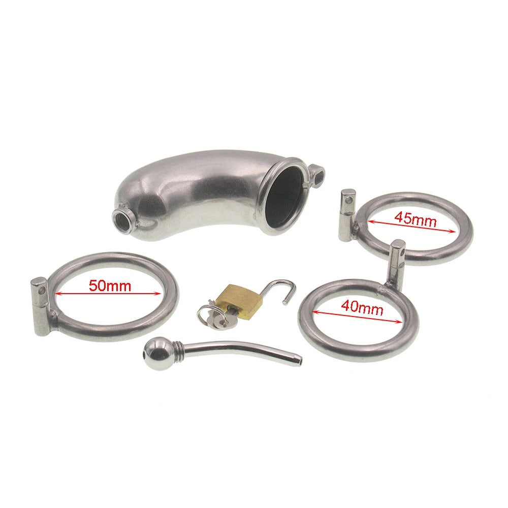 304 Stainless Steel Male Chastity Cage with Urethral Catheter – Secure Locking Device for Men
