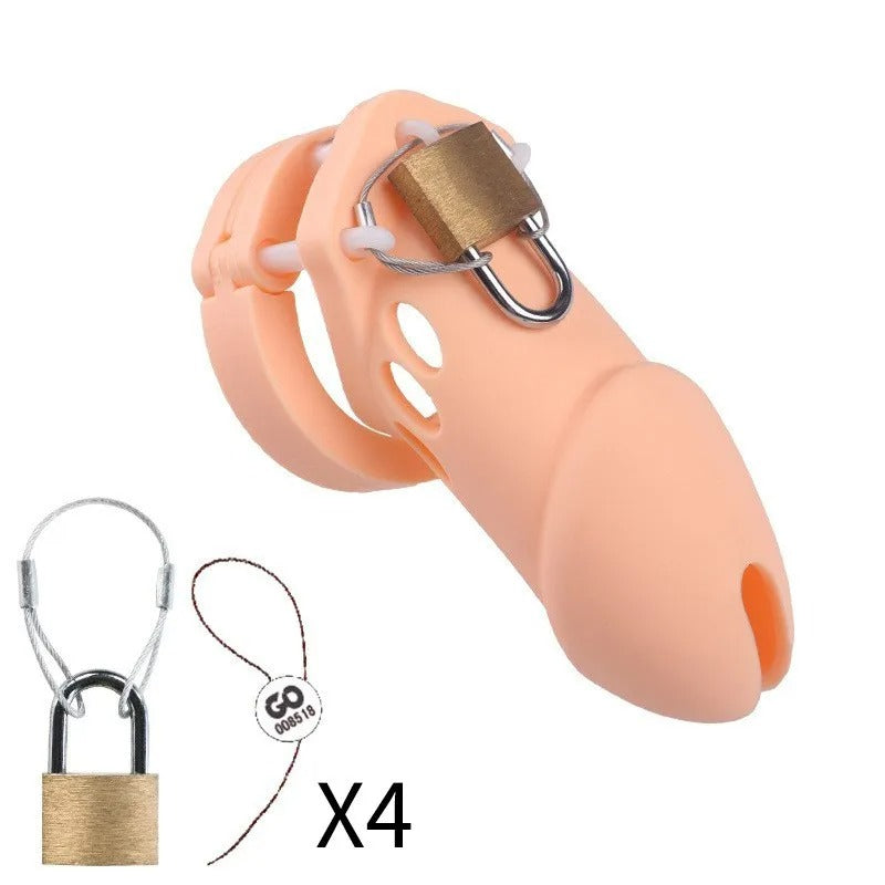 Upgraded Silicone Male Chastity Cage with 5 Rings | BDSM Urethral Device for Men