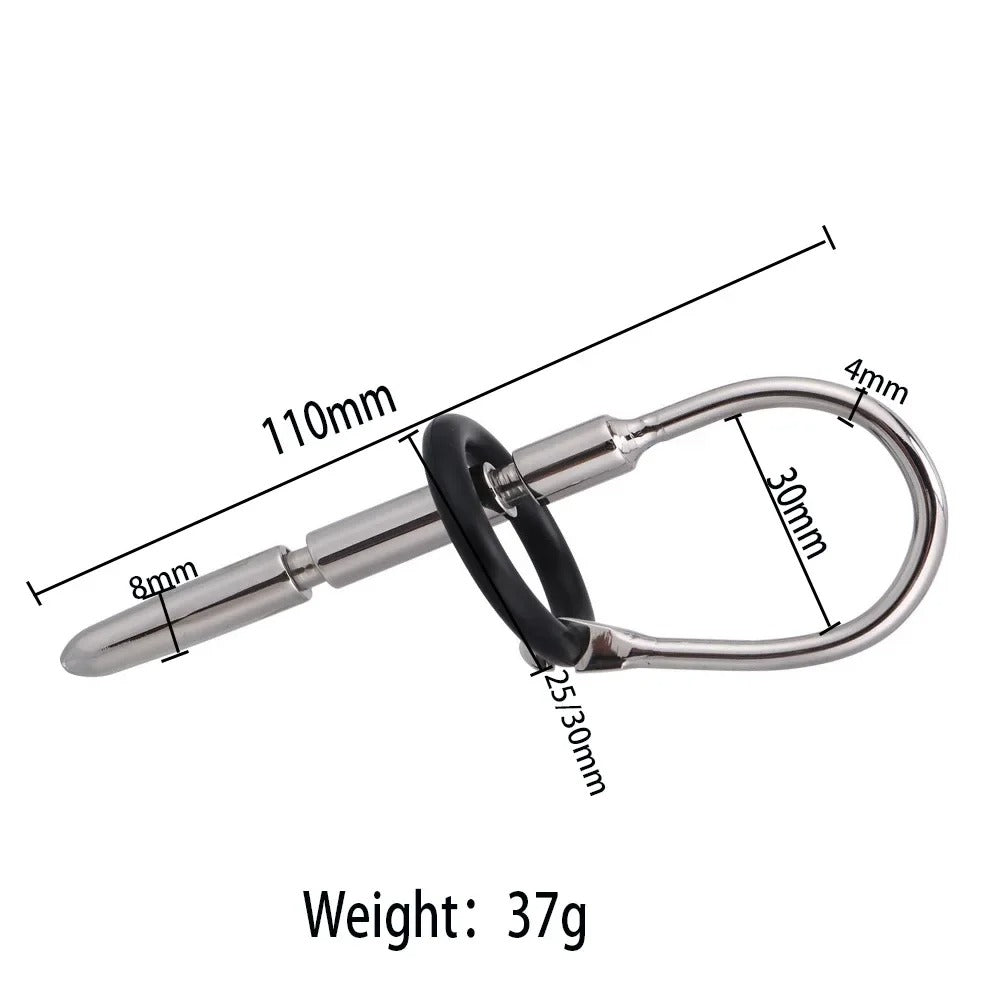 Stainless Steel Urethral Sound with Glans Ring
