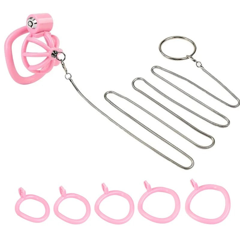 Chastity Cage Set Small Bird Chastity Cage Belt With Padlock 5 Cock Ring