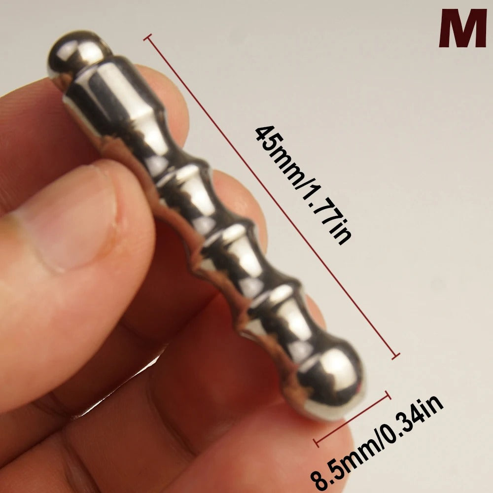 Stainless Steel Ribbed Urethral Dilator with Screw Top – Precision Sounding Device for Men