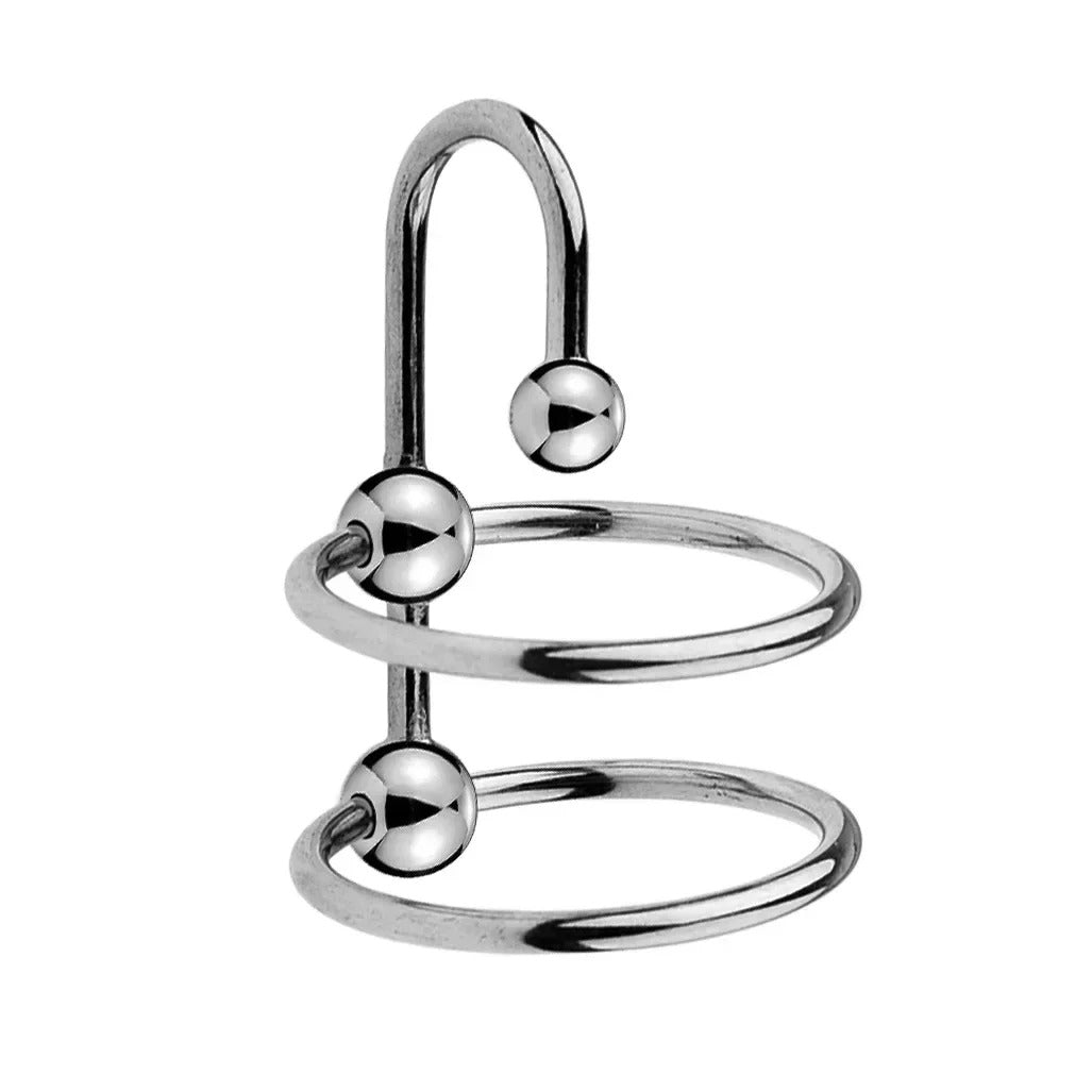 Stainless Steel Urethral Dilator & Cock Ring – Ejaculation Delay Locking Penis Device for Men