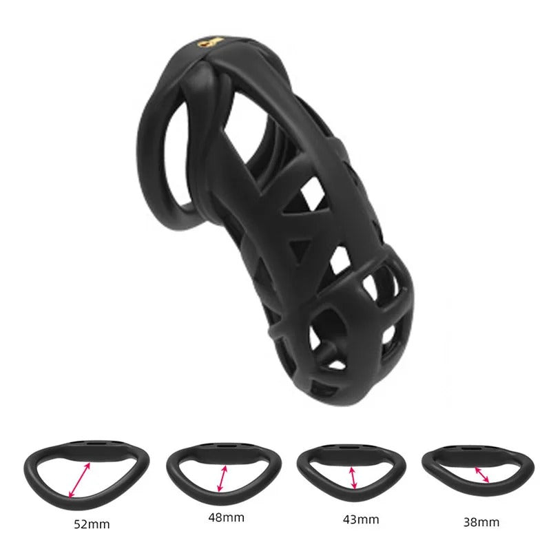 3D Invisible Chastity Cage with 4 Arc Rings – Discreet Locking Device for Men