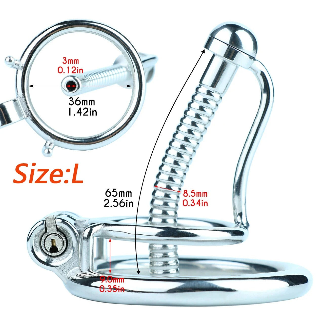 Stainless Steel Male Chastity Device – Locking Cage with Catheter and Ring-Men Chastity Belt
