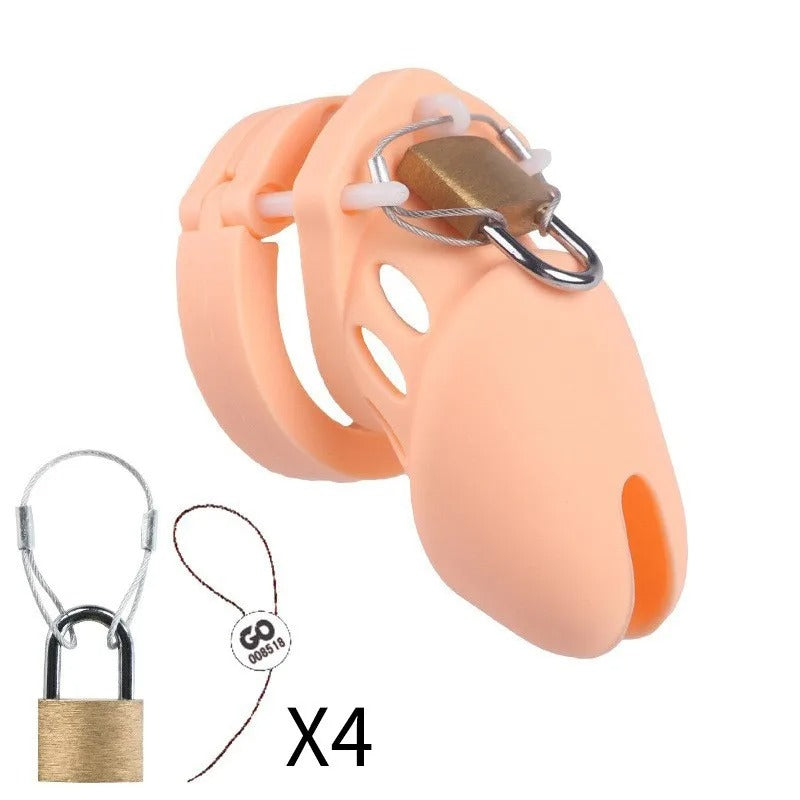 Upgraded Silicone Male Chastity Cage with 5 Rings | BDSM Urethral Device for Men