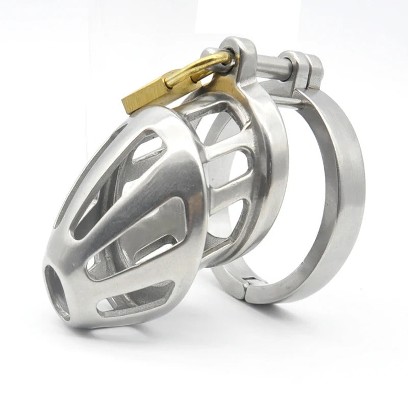 Stainless Steel Male Chastity Cage with High-Grade Steel Ring