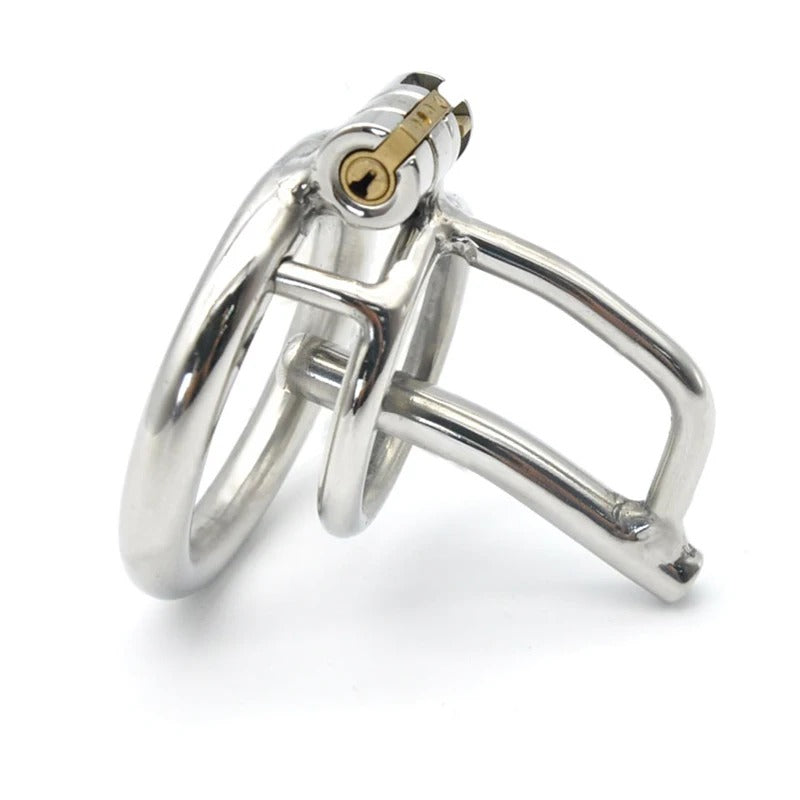 Stainless Steel Male Chastity Device with Stealth Lock and Ring Sleeve