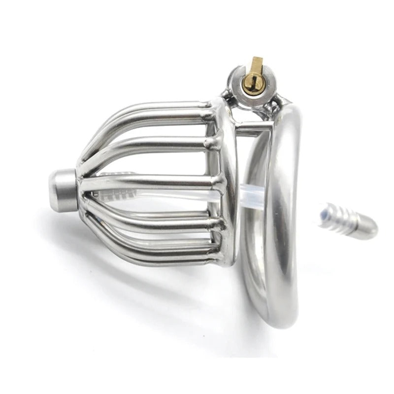 Stainless Steel Chastity Device with Curved Ring