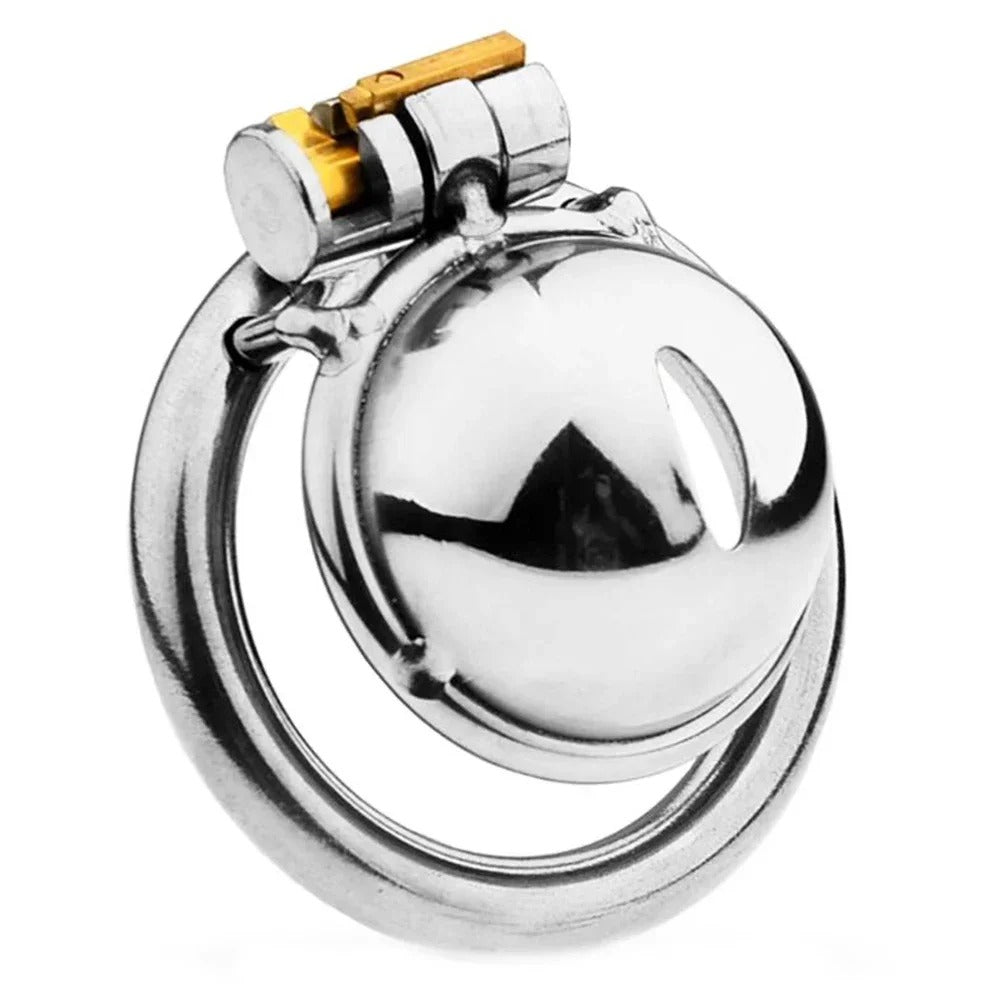 Super Small Hemispherical Stainless Steel Male Chastity Device with Cock Ring