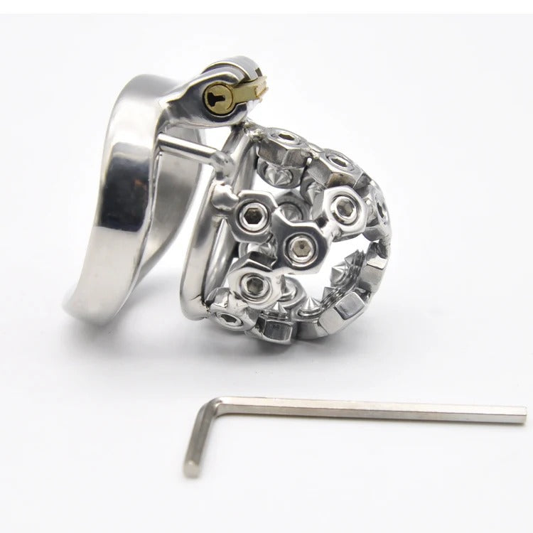 Stainless Steel Male Chastity Device with Lock and Rings